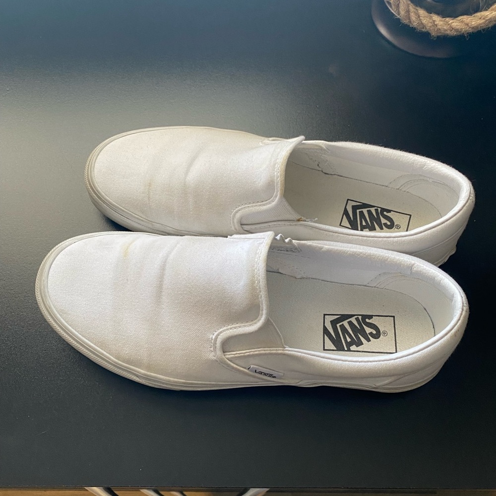 White Slip On Vans